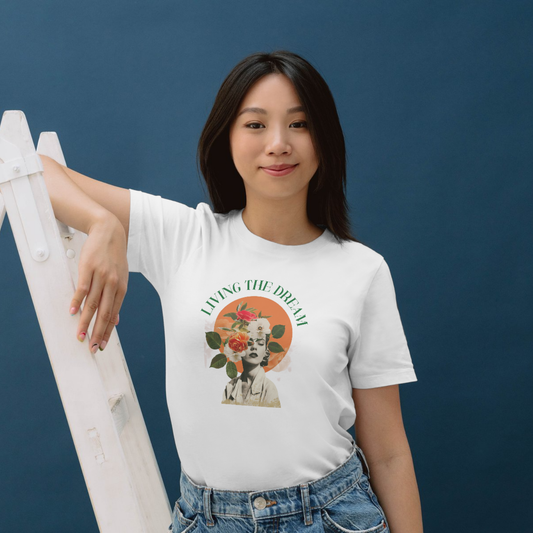 “Living The Dream” PNG Design | Retro Botanical Collage for T-Shirts & Posters