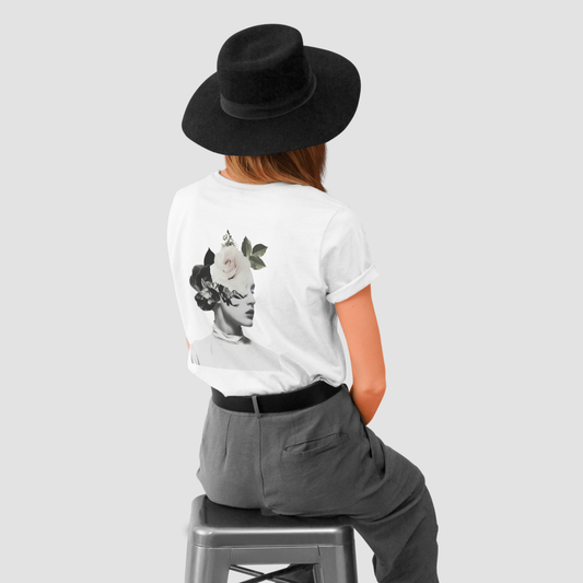 “Monochrome Muse” PNG Design | Minimal Botanical Collage Artwork for Prints & Apparel