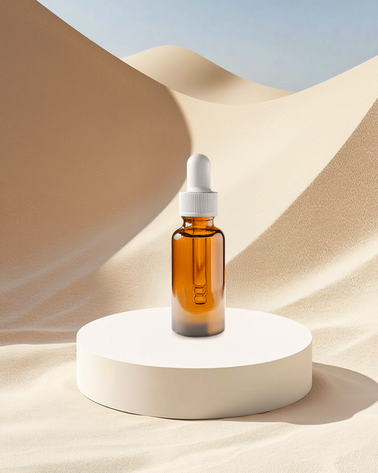 White Round Product Podium in Desert Product Backdrop